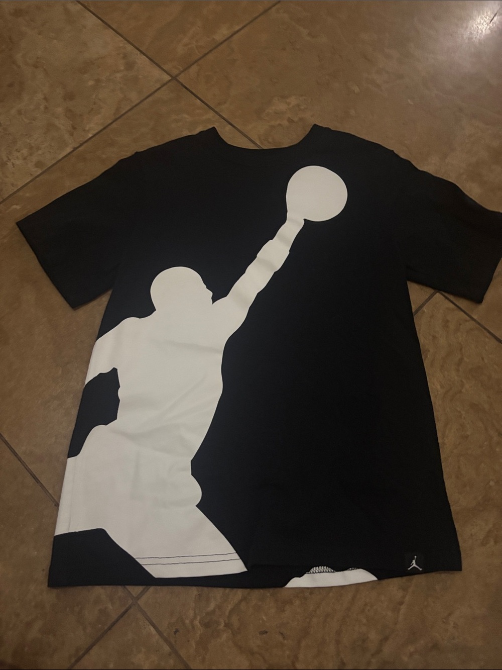 Jordan Black Tee with Oversized White Jumpman Graphic